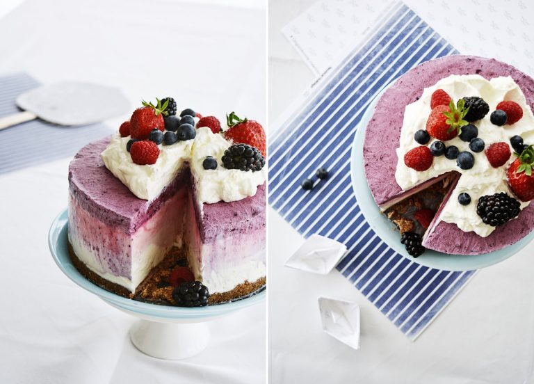 Zmrzlinová ombré torta: Dokonalé spojenie malín a čučoriedok schladí počas horúcich dní!