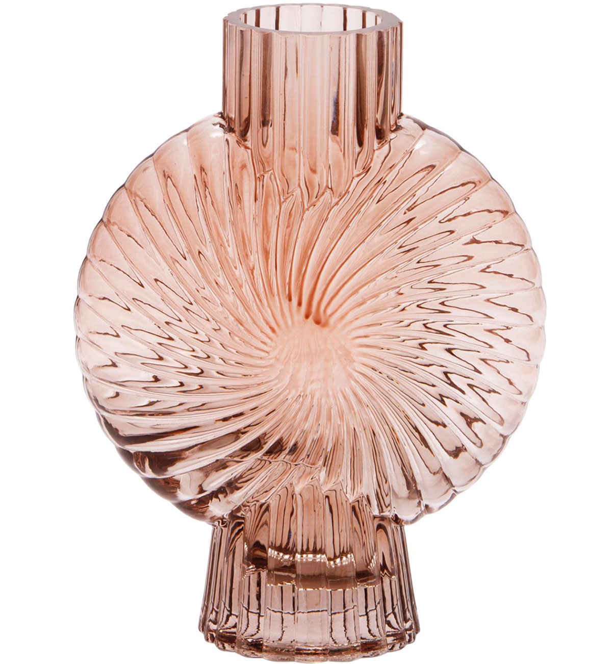 sklenená váza z ružového skla