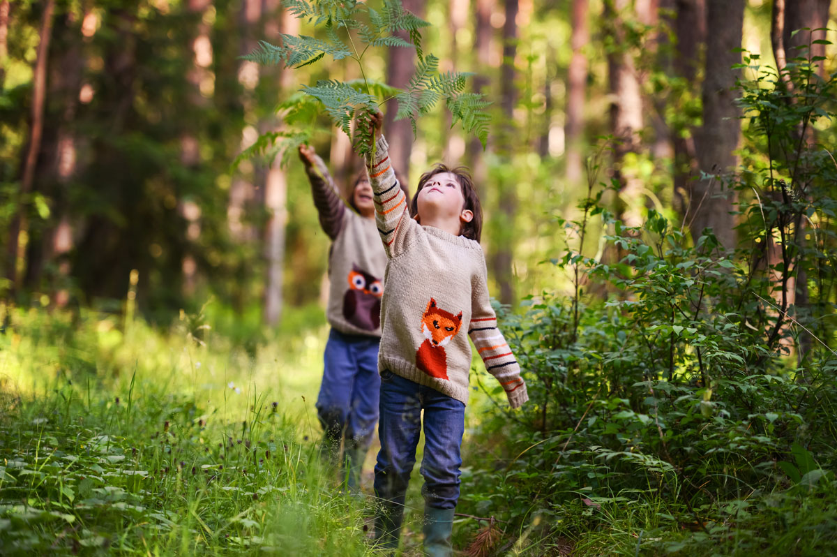 deti na prechádzke v lese