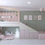 Dievčenská detská izba s vyvýšenou posteľou s bunkrom a úložnými priestormi